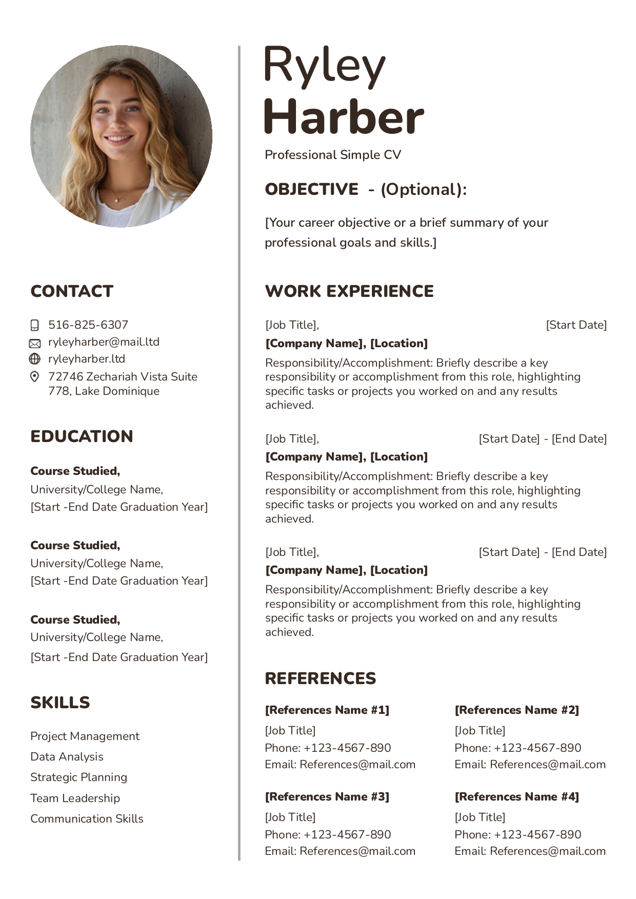 Stanford Resume Template